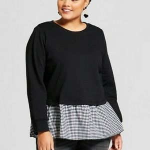 NWT Ava & Viv Black Gingham Sweatshirt